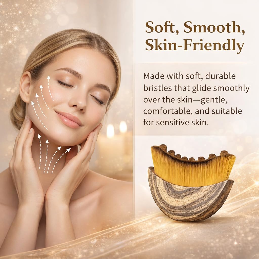 2PCS Lymphatic Contour Face Brush, Super Soft Manual Lymphatic Drainage Massager for Sculpting - Anti-Puffiness, Detox & Lift, Improves Skin Glow & Absorption (2 Pcs Contour Face Brush)