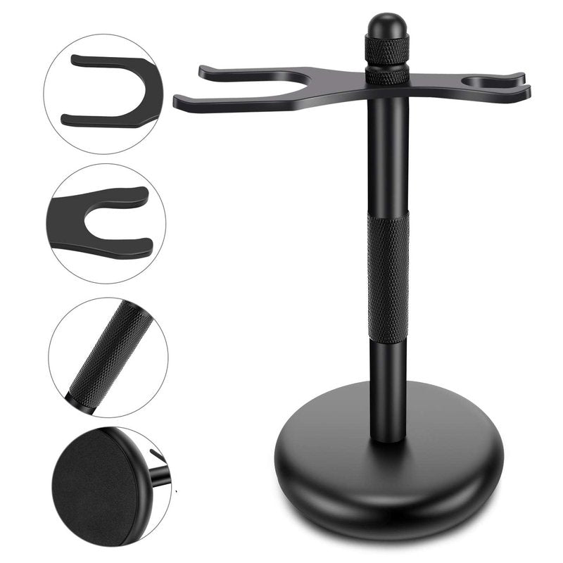 ZENGRASOIR Safety Razor and Brush Stand Holder with Synthetic Hair Shaving Brush with Solid Wood Handle Prolong The Life of Your Shaving Brush