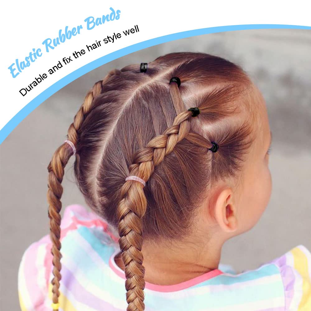 Topsy Tail Hair Tool Set by IKOCO - 400pcs Hair Bands, 2pcs Loop Styling Tools, Rat Tail Comb, (200pcs Each) Clear and Black Elastics