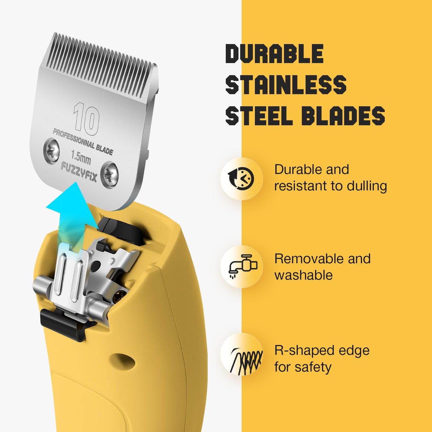 FuzzyFix Professional Dog Clippers for Grooming, 2 Speed Pet Grooming Kit for Thick Curly Matted Coats, Low Noise Heavy Duty Cordless Hair Trimmer with Detachable Metal Blade