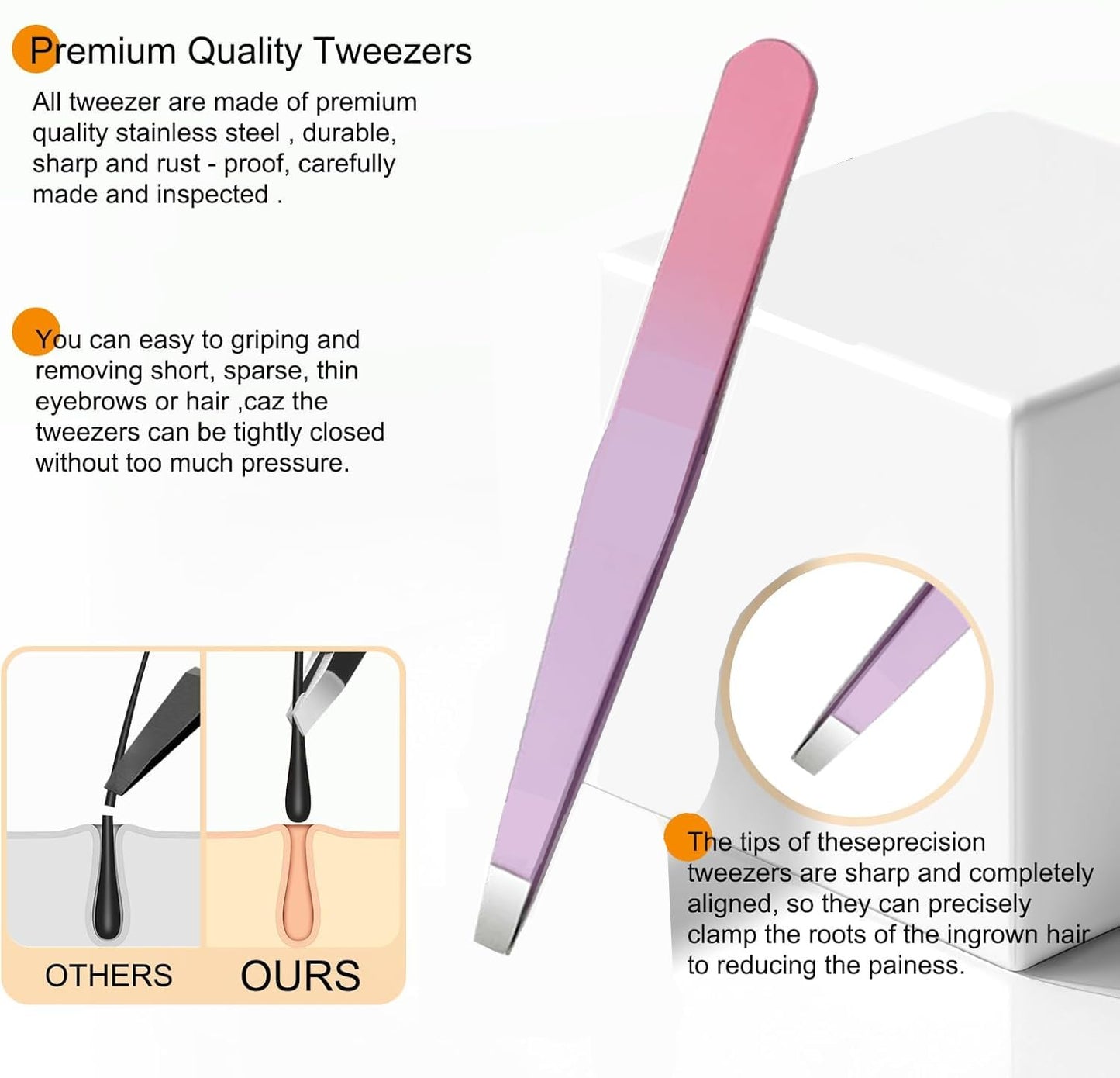 Tweezer Set, Precision Tweezers Kit for Eyebrow Facial Hair Splinter and Ingrown Hair,Travel Tweezers and Nail Clipper Set with Nail Clippers Scissor Maniucre Nail Grooming Kit Gift for Women