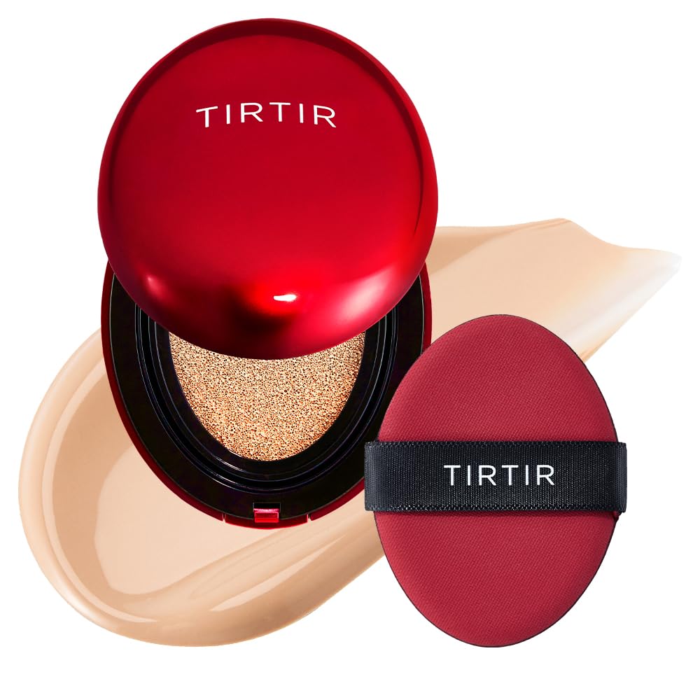 TIRTIR Red Cushion Foundation - Full Coverage BB Cream for Weightless Skin Fit | Satin Glow Finish, #21N Ivory, 0.63 Fl Oz