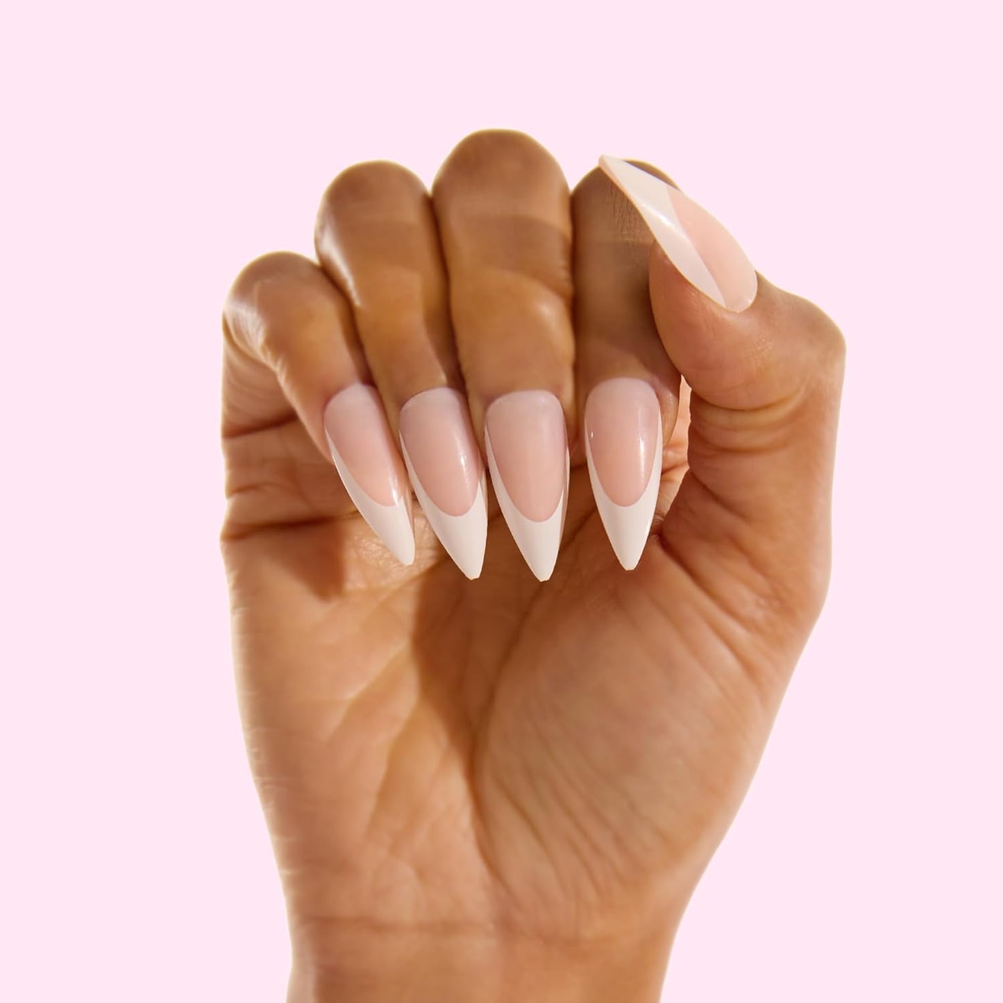 French Tip Press On Nails - Stiletto Fake Nails, 30 Nails in 15 Sizes, Reusable Salon Quality | Easy Application