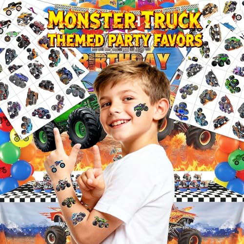 120 PCS Monster Truck Temporary Tattoos for Kids - Fun Party Favors