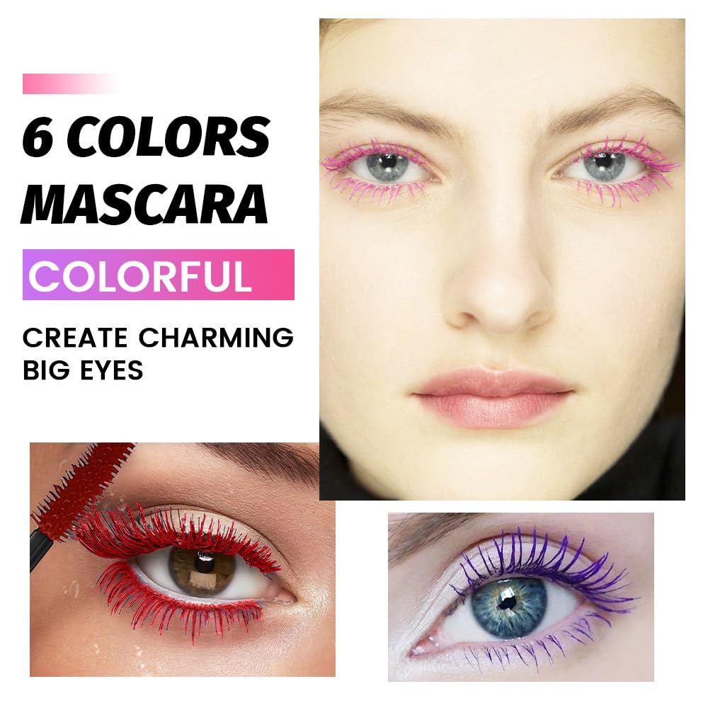 Colorful Mascara Set - Voluminous Lengthening & Curling Formula | Pink, Purple, Blue, Green, Red, Teal
