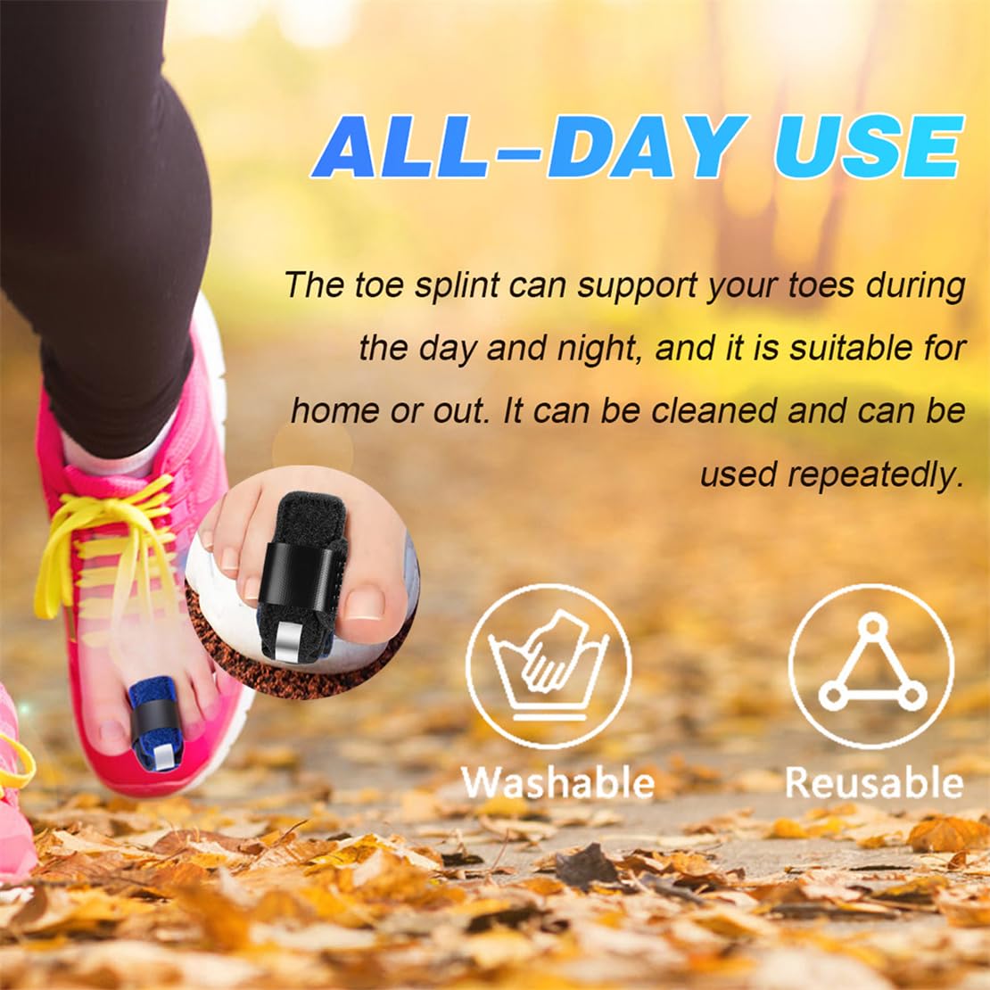 Toe Splints for Straightening Toes Straightener Adjustable Toe Corrector Brace for Men Women Toe Injuries Fractures Sprains 2Pcs