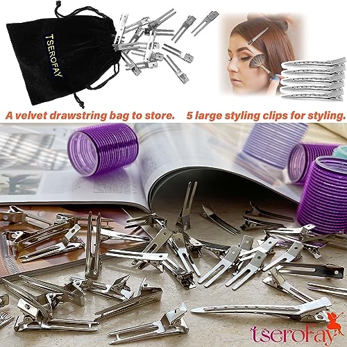 TseroFay 65 Pcs Small Double Prong Metal Hair Clips for Styling & Dreadlocks