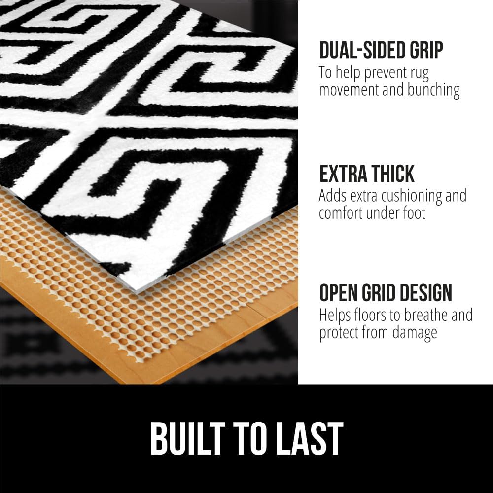 Gorilla Grip® Rug Pad Gripper - Slip Resistant Area Rug Cushion for Tile & Hardwood Floors | 2x3 FT