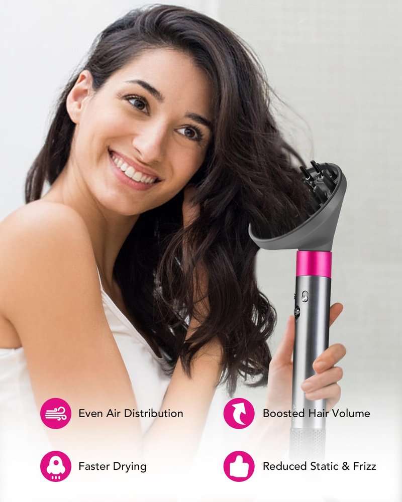 TOSAGE Upgraded Large Diffuser for Dyson Airwrap HS01 HS05 HS08 id, Diffuser Nozzle Attachment for Fast Drying Wave Curly Thick Hair, Gray