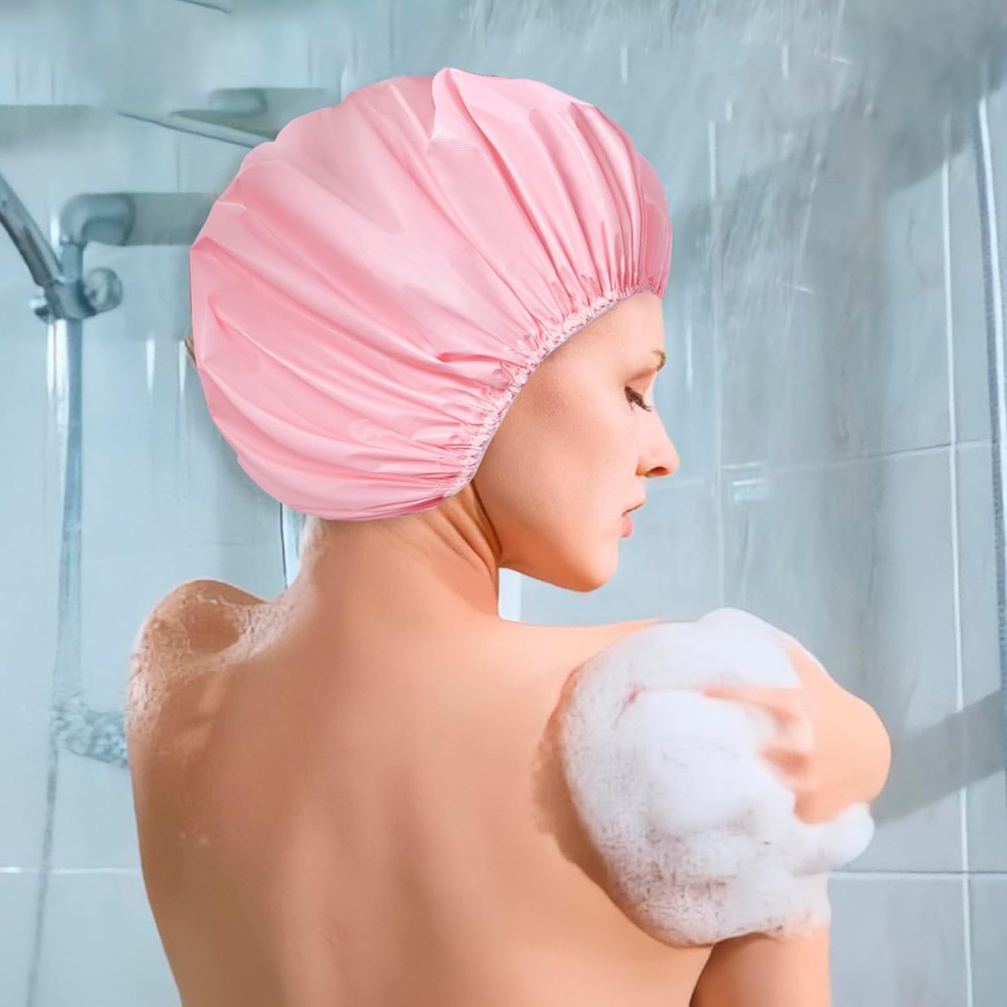 Waterproof Shower Caps for Women - 6 PCS Reusable Elastic Bathing Caps | Double-Sided EVA in Candy Colors