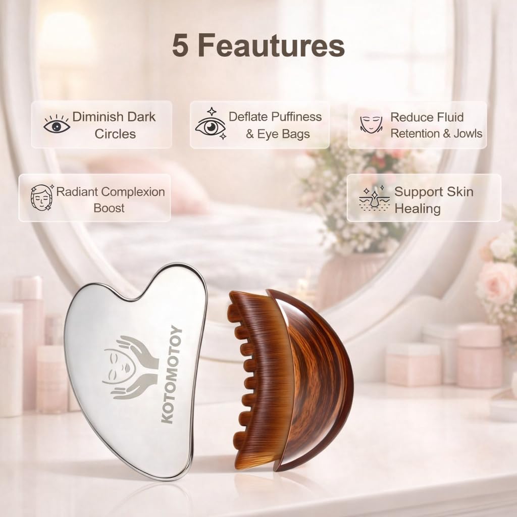 Lymphatic Contour Face Brush - Gua Sha Facial Tool for Anti-Puffiness & Detox | Skin Care Massager for Glowing Skin