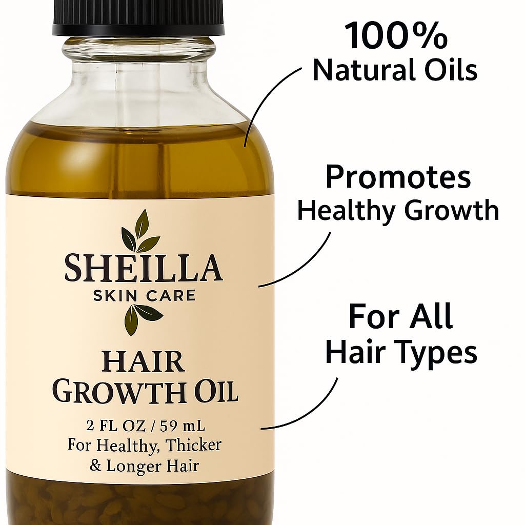 SHEI LLA Skin Care Hair Growth Oil – For Healthy, Thicker & Longer Hair – All Hair Types – 2 oz (59 ml)