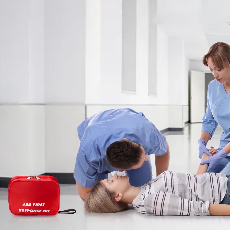 AED First Kit with CPR, Gloves, Razor, Scissors, Gauze Pads, and Cleansing Wipes for AED Training