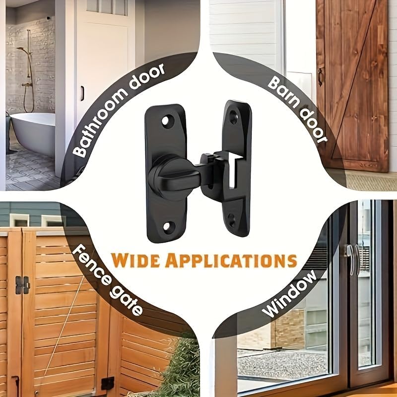Heavy Duty Security Door Lock - Anti-Pry Bolt Lock with Adjustable Sliding Insert | Black, Commercial Grade