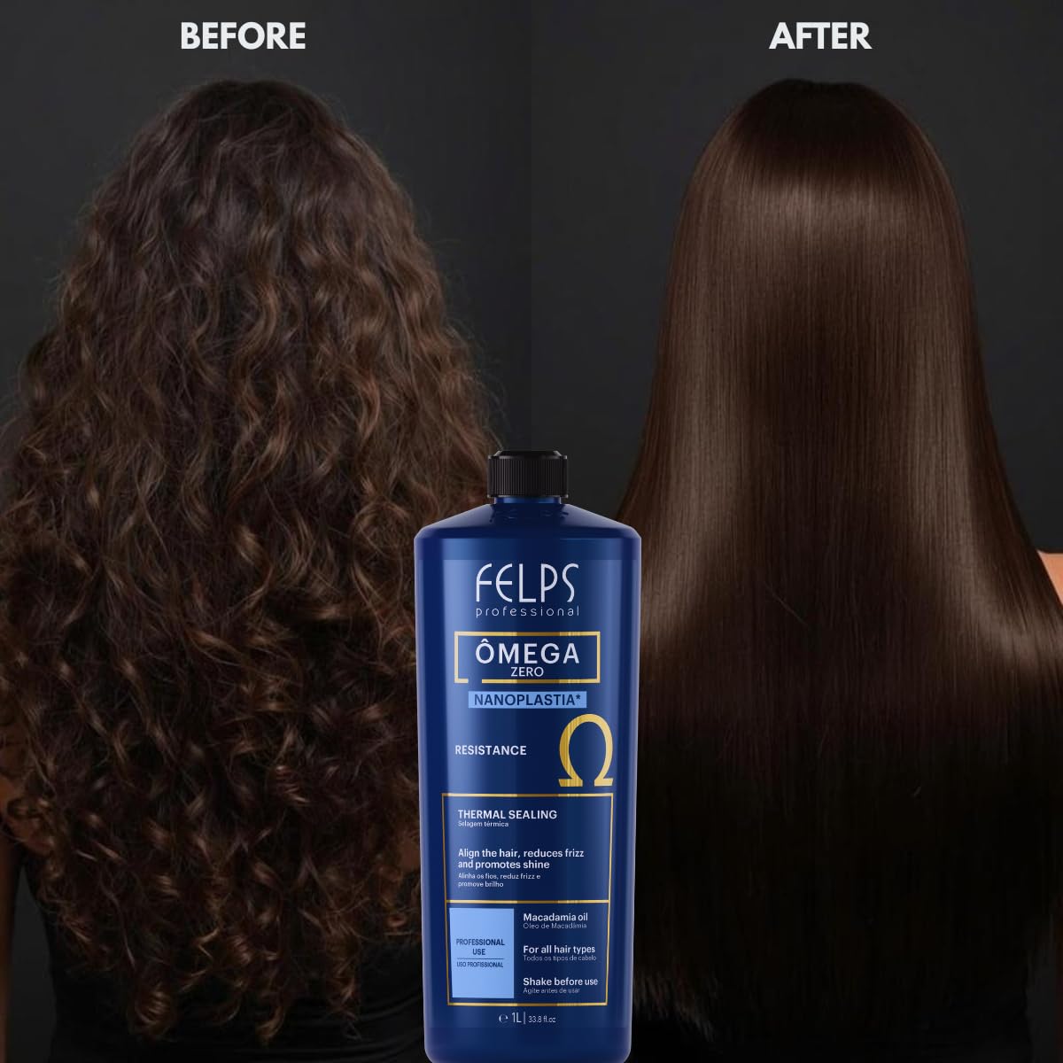 Felps Professional Omega Zero Nanoplastia Treatment - Thermal Sealing & Strengthening Shampoo Set | 33.8 fl oz & 16.9 fl oz