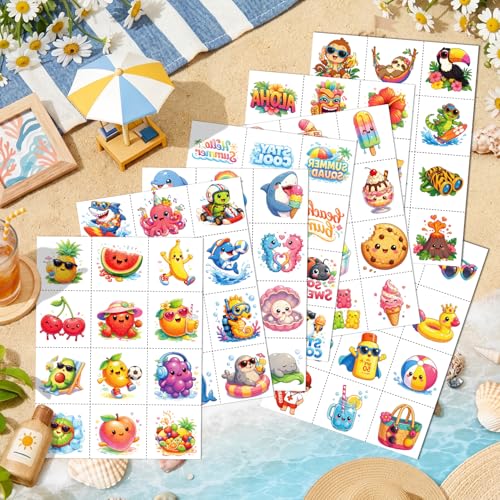 JCFIRE Summer Temporary Tattoos for Kids & Adults - Waterproof Party Favors
