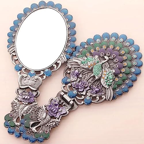 Rayberro Blue Peacock Vintage Handheld Mirror & Comb Set