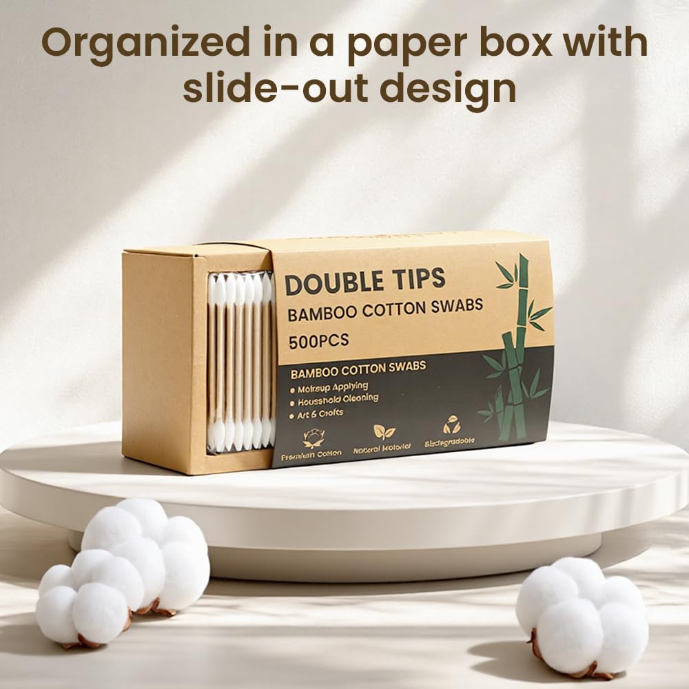 Pointed Tip Cotton Swabs - Precision Applicators for Makeup | 500 Count Wooden Sticks