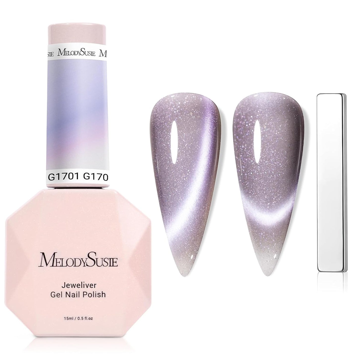 MelodySusie Cat Eye Gel Nail Polish - Burgundy Red Glitter Holographic | 0.5 Fl Oz UV Nail Art