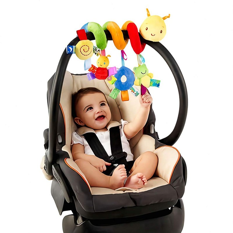 Uonlytech Baby Crib Hanging Rattles Toys, Carseat Toys Hanging Rattles Spiral Stroller Crib Cot Toy Spiral Toy Pram Hanging for Babies Boys and Girls