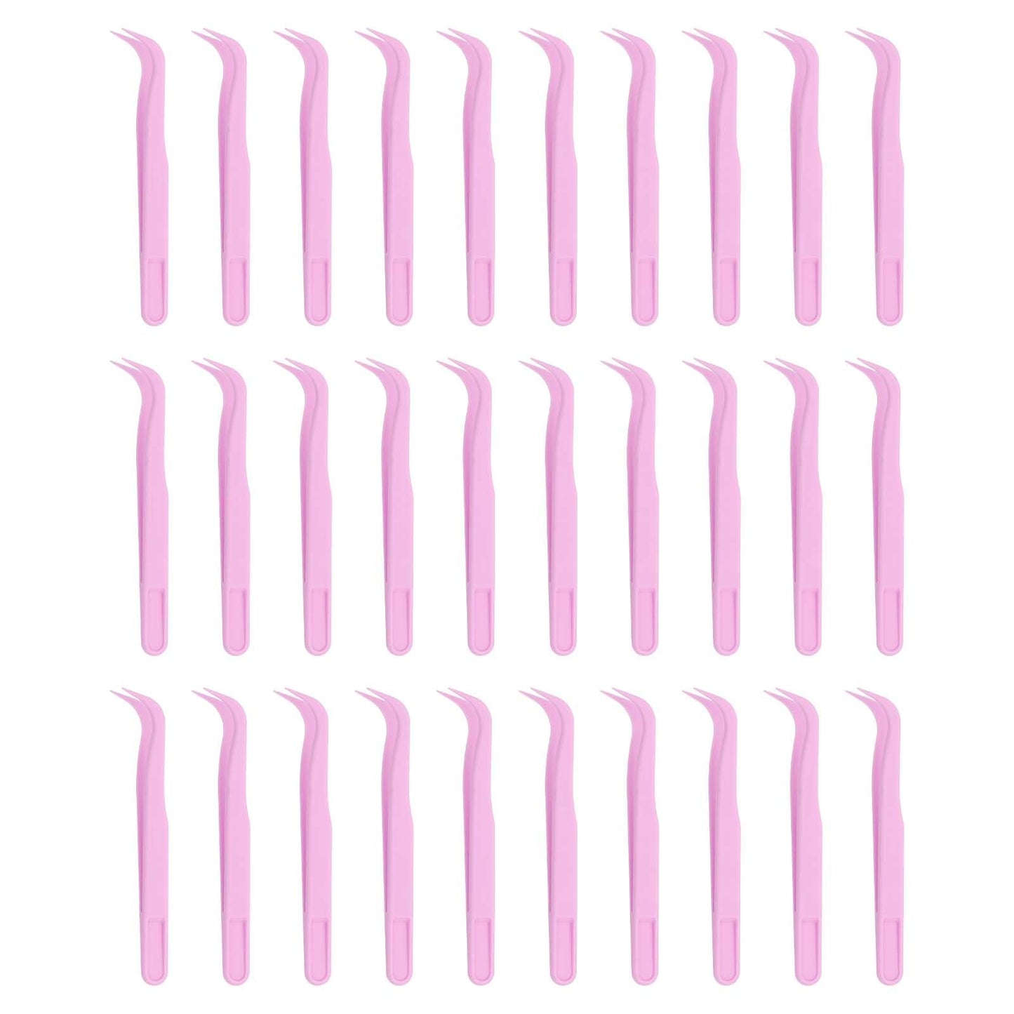 MECCANIXITY 30 Pack Plastic Tweezers for Crafts, 4.5" Long Bent Disposable Stickers Tweezers Bulk for Picking DIY Bead, Jewelry Making, Baking Decoration, Animal Feeding(Purple)