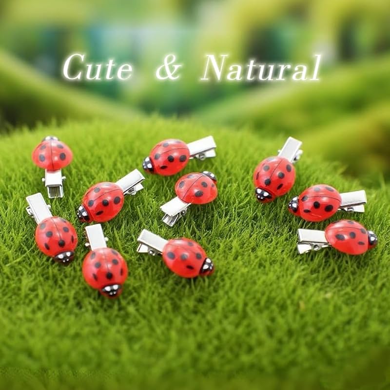 10 Pcs Ladybug Hair Clips Set for Teens & Women - Cute Decorative Accessories