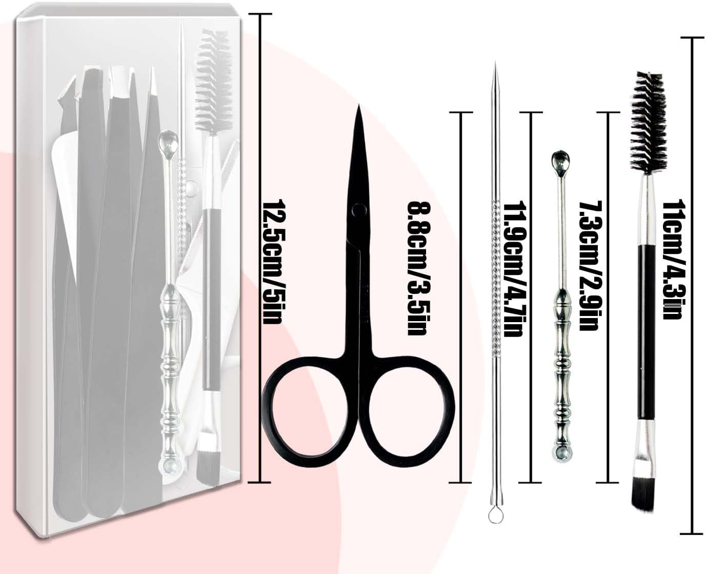 Professional Stainless Steel Tweezers Set for Women | Eyebrow & Facial Hair Removal Kit - 10-Piece Black Beauty Set