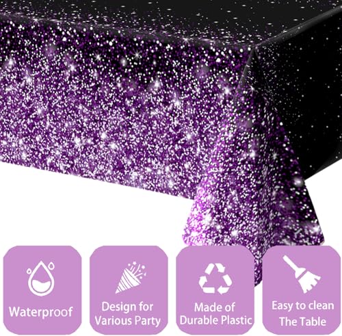 OQOQ Purple Gradient Dots Tablecloths, 3-Pack, 108x54 in