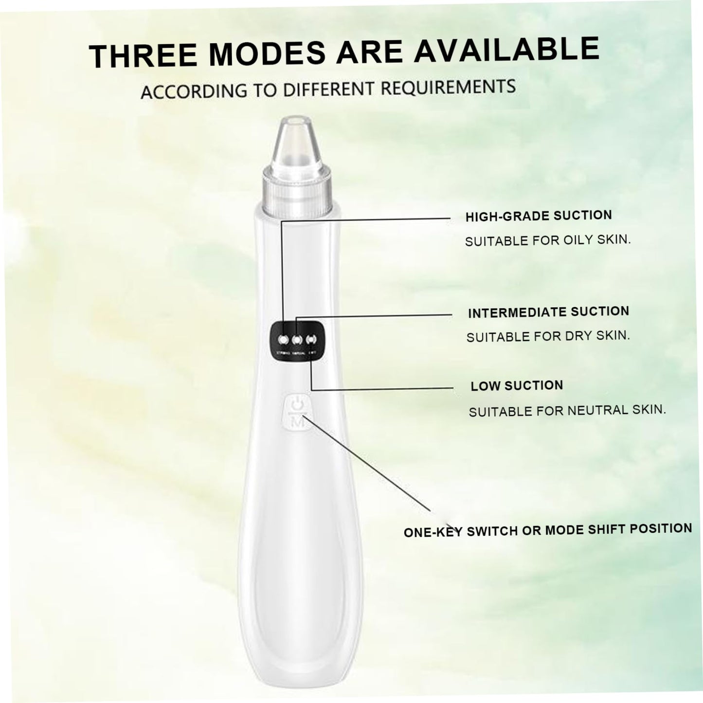 Blackhead Extractor Rechargeable USB Port Blackhead Remover 3 Speeds Control Pore Vacuum with 5 Probes Pore Extractor Portable Pimple for Women and Men White|Beauty Instrument