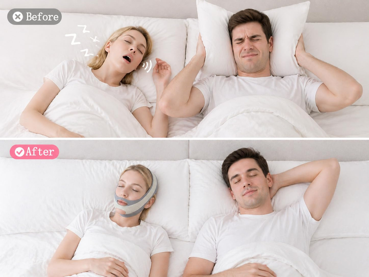 Anti Snoring Chin Strap, V Line Lifting Mask, Chin Strap for Sleeping, V Line Mask, Face Lifting Strap, Stop Snoring Chin Strap, Snoring Solution for Men and Women, Breathable Chin Strap (Grey.)