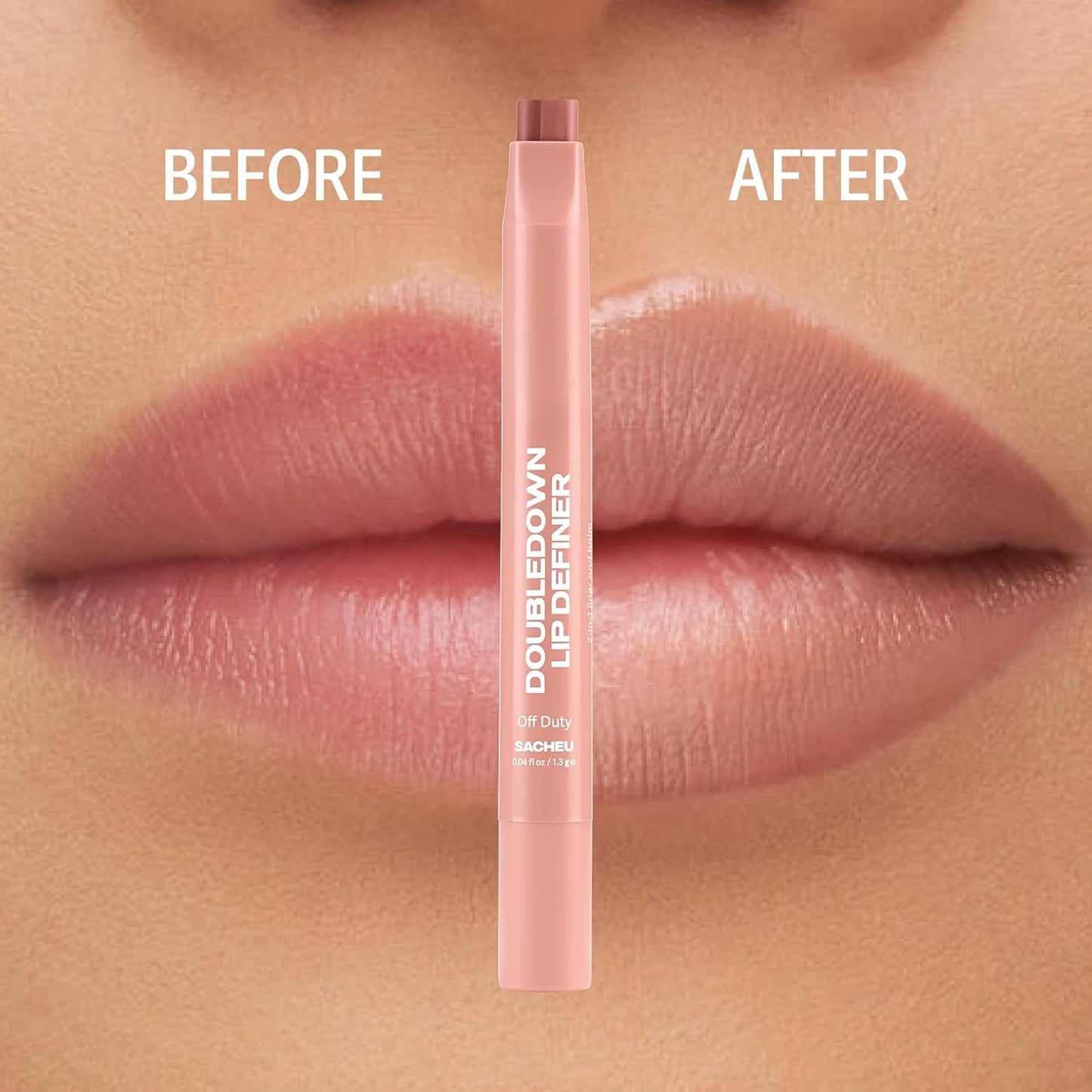 Sacheu DoubleDown Lip Definer, 2-in-1 Lip Liner & Balm — Hydrating Korean Makeup Lipstick with Pigmented, Buildable Color, Creamy Satin Finish, Avocado Oil, Rosehip Oil & Vitamin E (Off Duty)