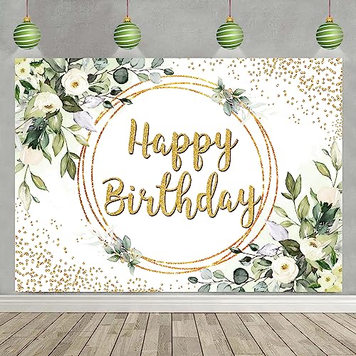 Green Eucalyptus Leaves Birthday Backdrop | 7x5ft Photo Banner