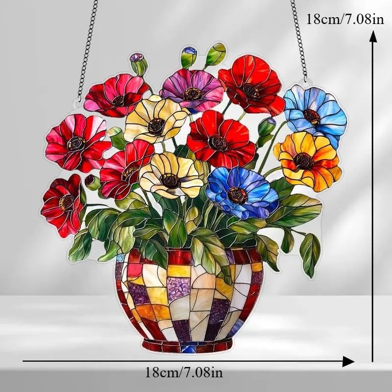 Purple Iris Acrylic Suncatcher - 7.08 Inch Stained Glass Style Window Decor | Rainbow Maker Wall Art & Garden Ornament