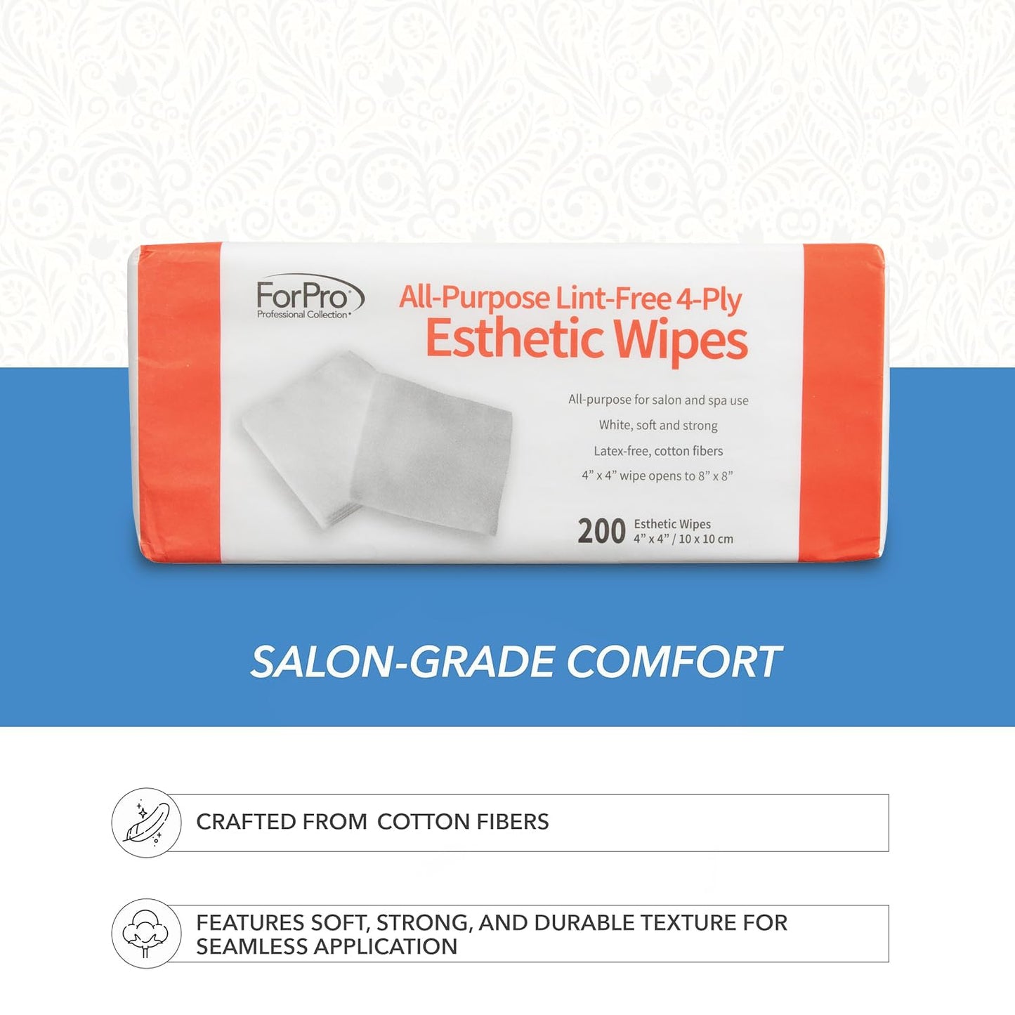 All-Purpose Lint-Free Esthetic Wipes - Soft & Durable Non-Woven | 4" x 4", 200-Count for Salon & Spa Use