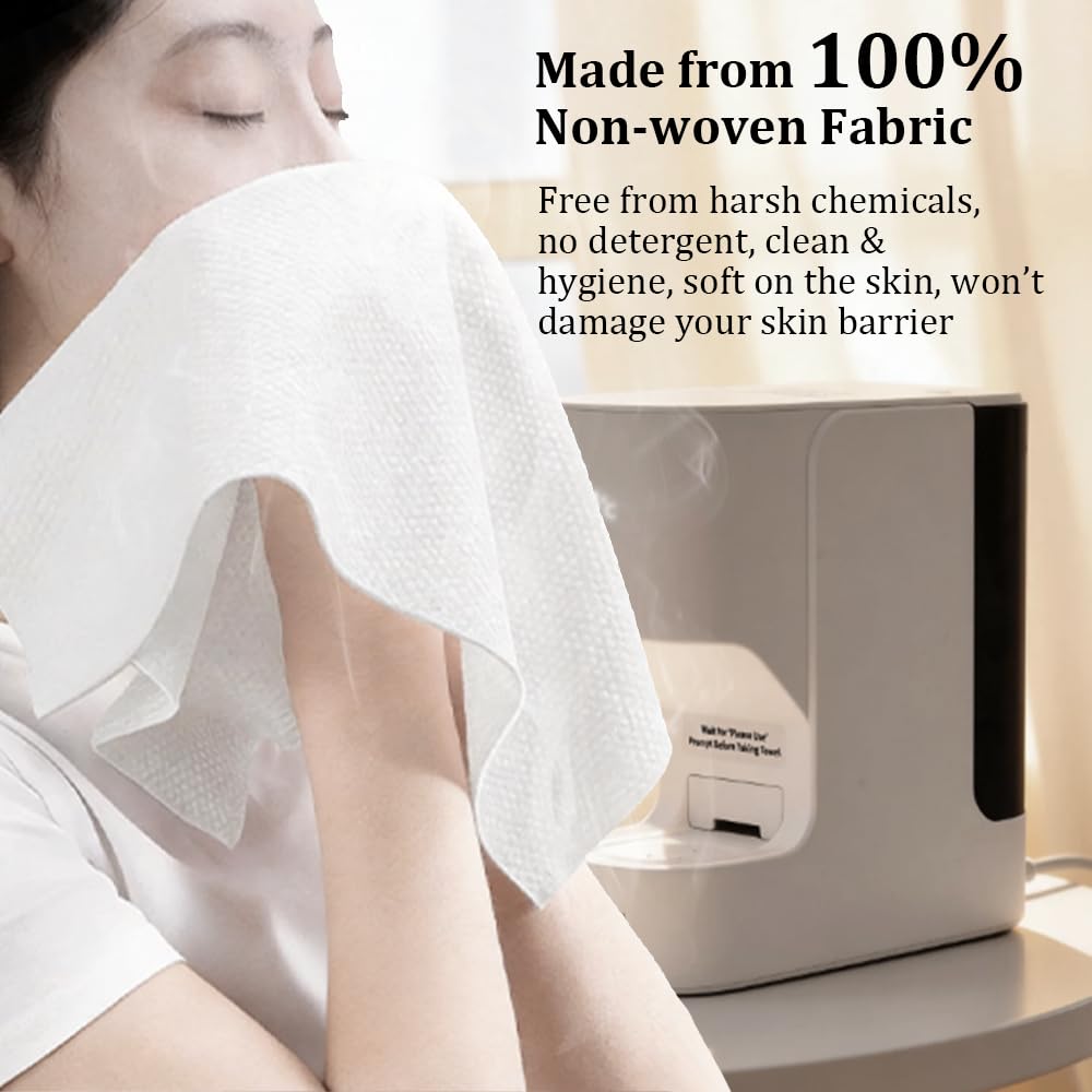 Towel Warmer Machine - Hot Face Towel Heater with Smart Voice Alerts | 55°C Constant Temperature, 20 Compressed Towels, White