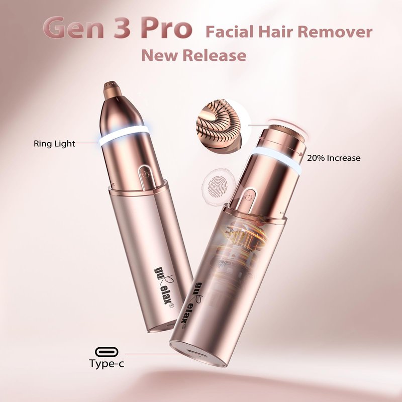 Electric Beauty Epilator+Facial Hair Remover for Women, Hair Removal Device Gift Set, Portable Epilation System, Painless Shaver for Body Face Chin Lip