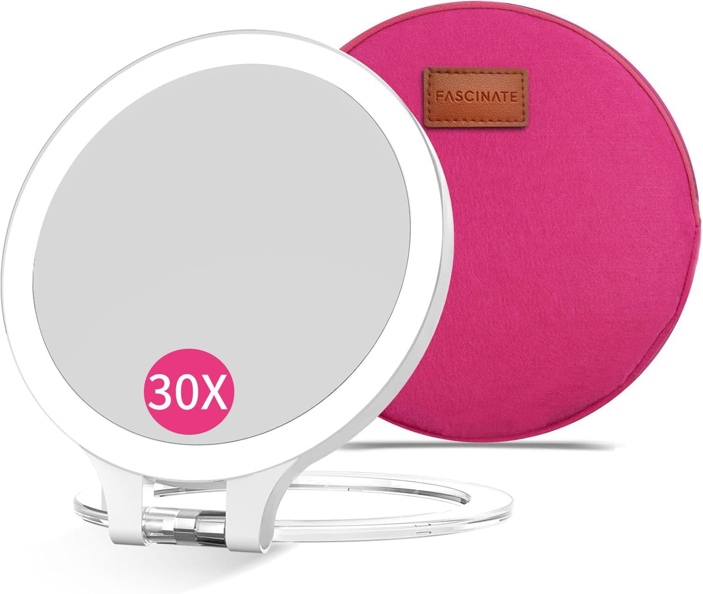 10X 1X Double-Sided Magnifying Makeup Mirror - Rechargeable Lighted with 3 Color Settings | Adjustable Rotation