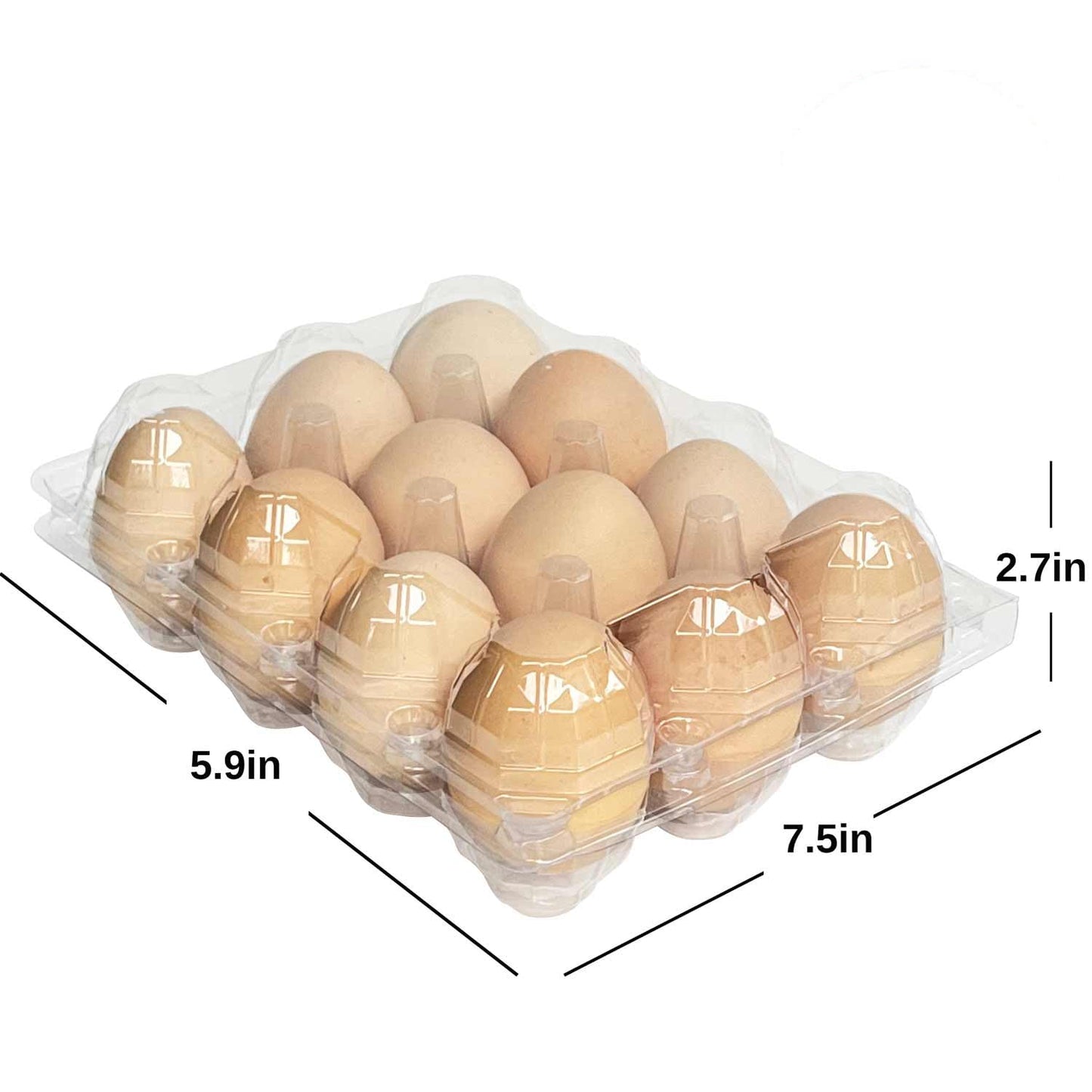 YSJFNVUI 100-Pack of 12-Count Plastic Egg Cartons – Bulk Clear Reusable Egg Containers Holds Chicken Eggs | Eggs 12 Count,Egg Cartons Cheap Bulk,Suitable for farms, markets and families.