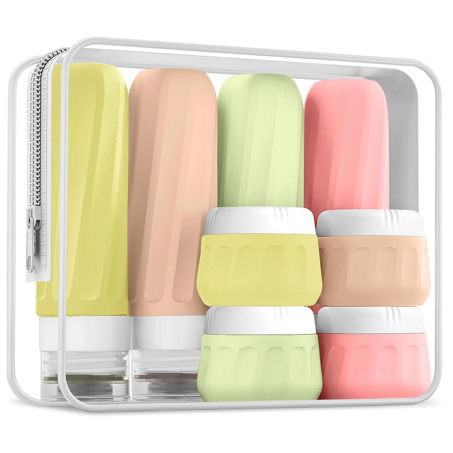 Travel Bottles for Toiletries - TSA Approved 8 Pack | Leak-Proof Silicone Containers with Clear Bag, 3oz