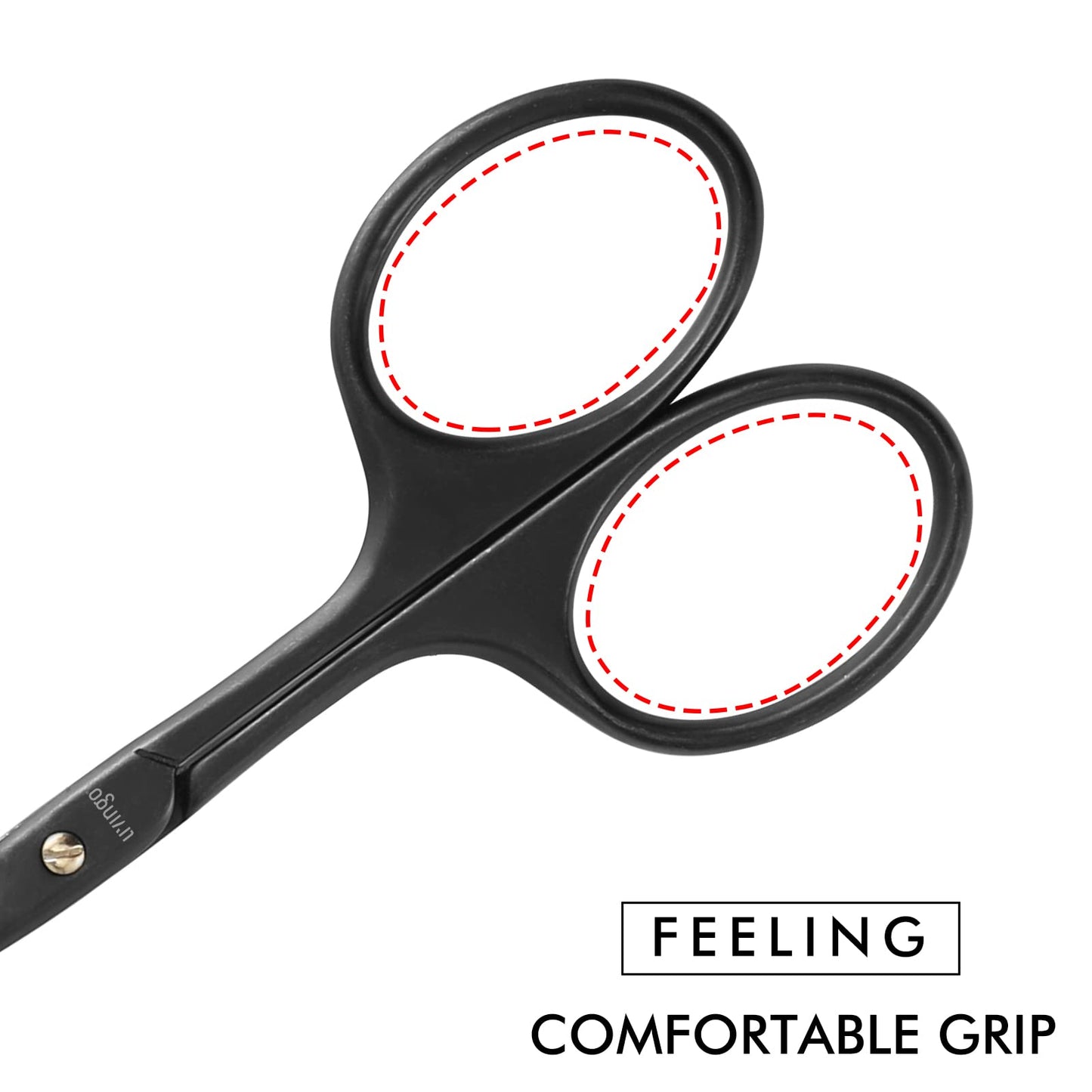 LIVINGO 3.75" Premium Nose Hair Scissors, Curved Safety Blades with Rounded Tip for Trimming Small Details Facial Hair, Ear Hair, Eyebrow (Black)