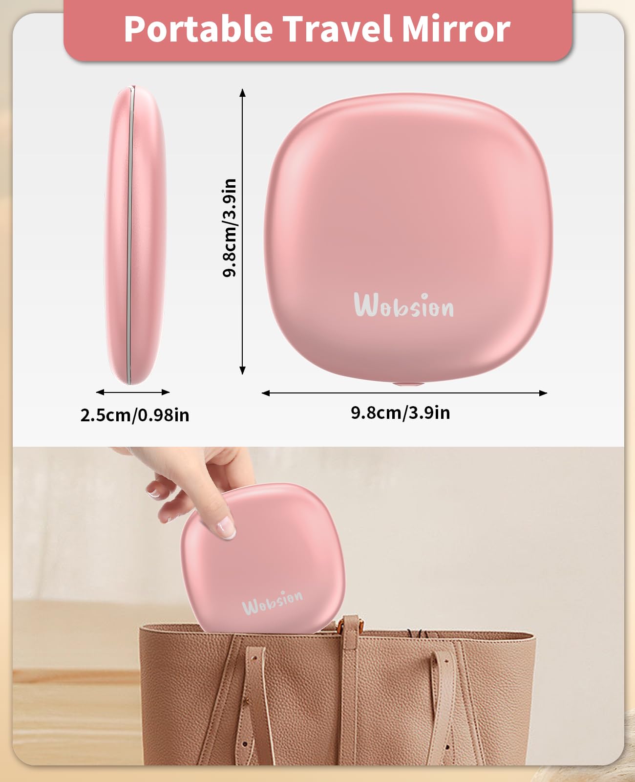 WOBSION 1x/10x Rechargeable Lighted Travel Makeup Mirror