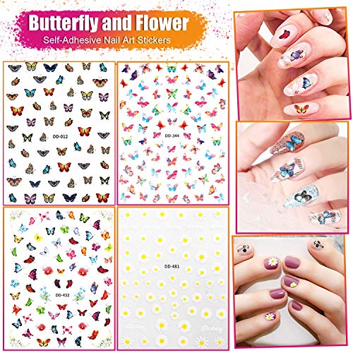 JOYJULY 37pcs White Nail Art Kit with Brushes & Dotting Tools for DIY Manicure