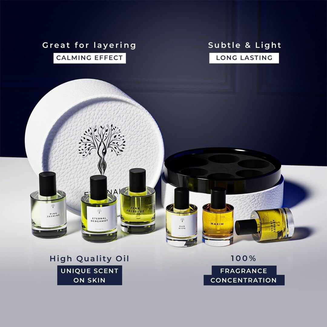 Eternal Perfume Oils Gift Set - 6 Exquisite Scents | Long-Lasting, Alcohol-Free Unisex Travel Size Perfumes