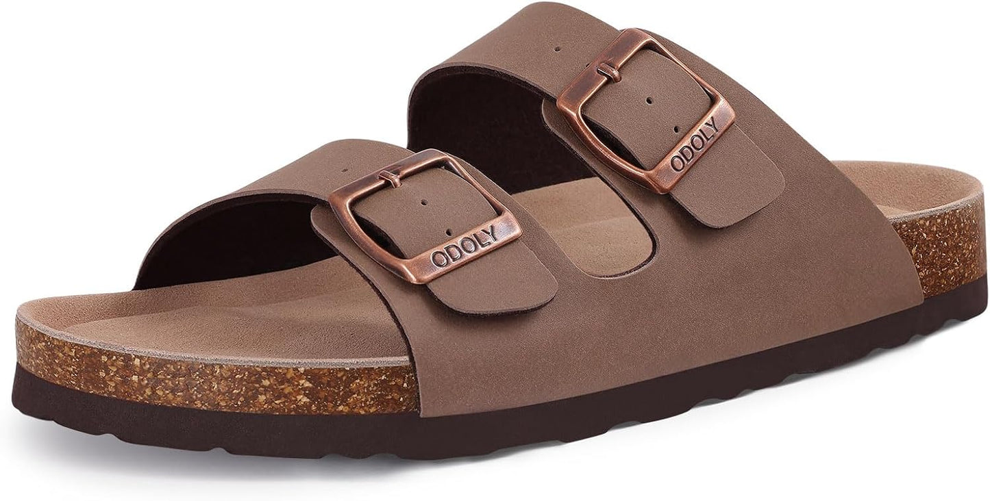 Cork Footbed Slide Sandals - Unisex Summer Outdoor Sandals with Arch Support & Adjustable Buckle | Comfortable Fit