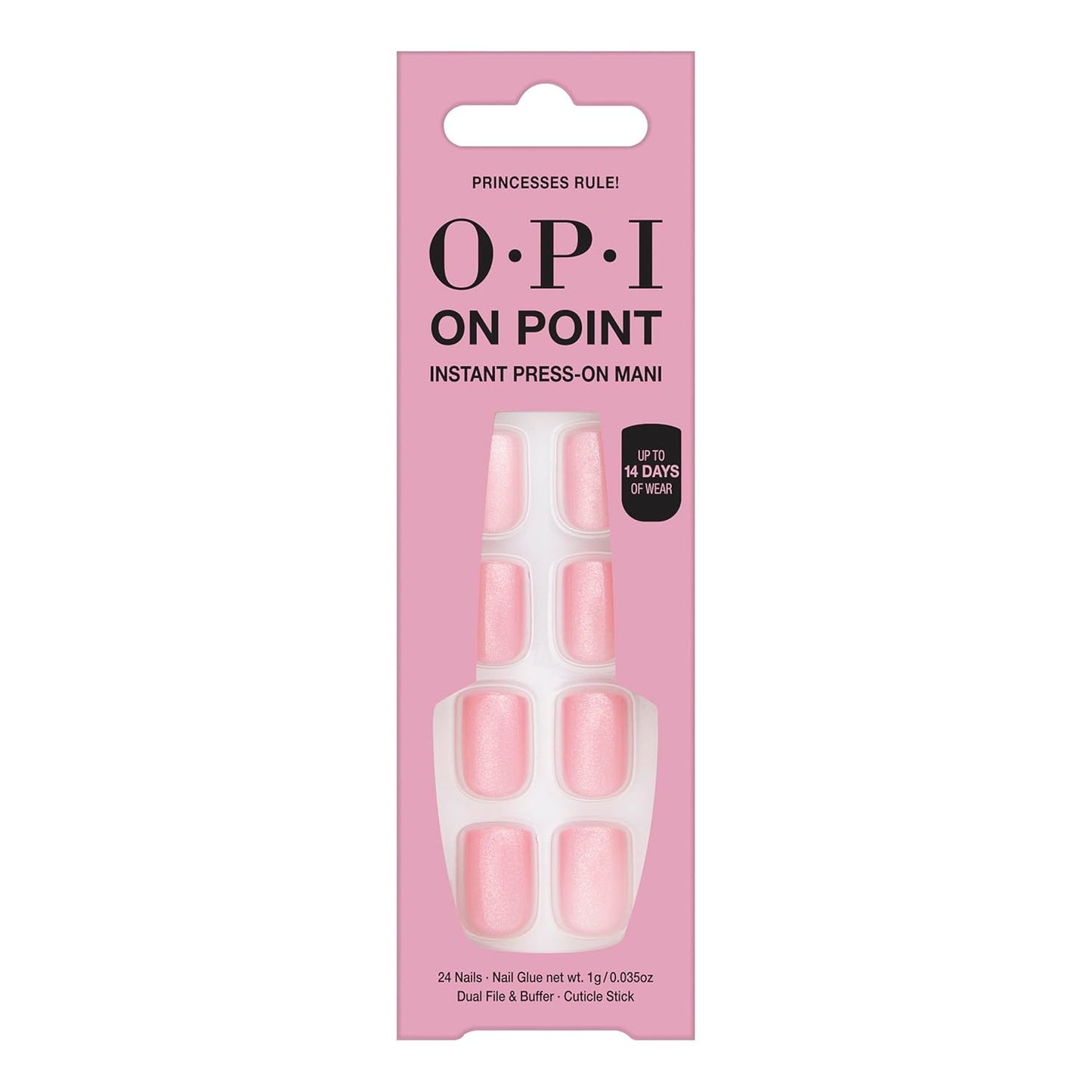 OPI On Point Press On Nails - Short Round & Squoval Nail Art | 24 Count with Glue | Long-Lasting & Reusable