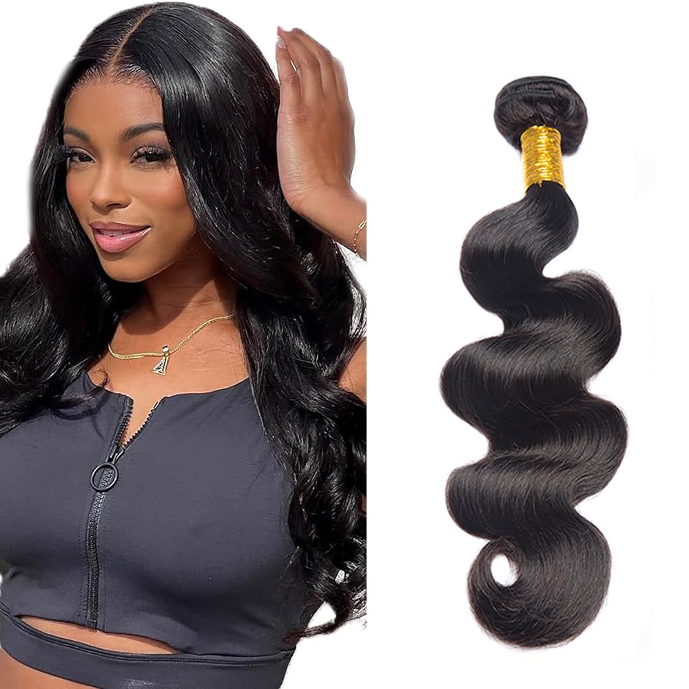 Body Wave Bundles Body Wave Bundles Human Hair Black Human Hair Bundle Natural Black Color 1B Bundle 50g 14 Inch