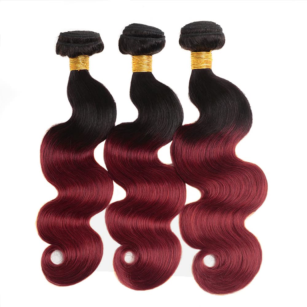 Burgundy Bundles Human Hair 1B99J Body Wave Bundle 24 26 28 Inch Wine Red Body Wave 3 Bundles/150g Brazilian Virgin Hair Extensions