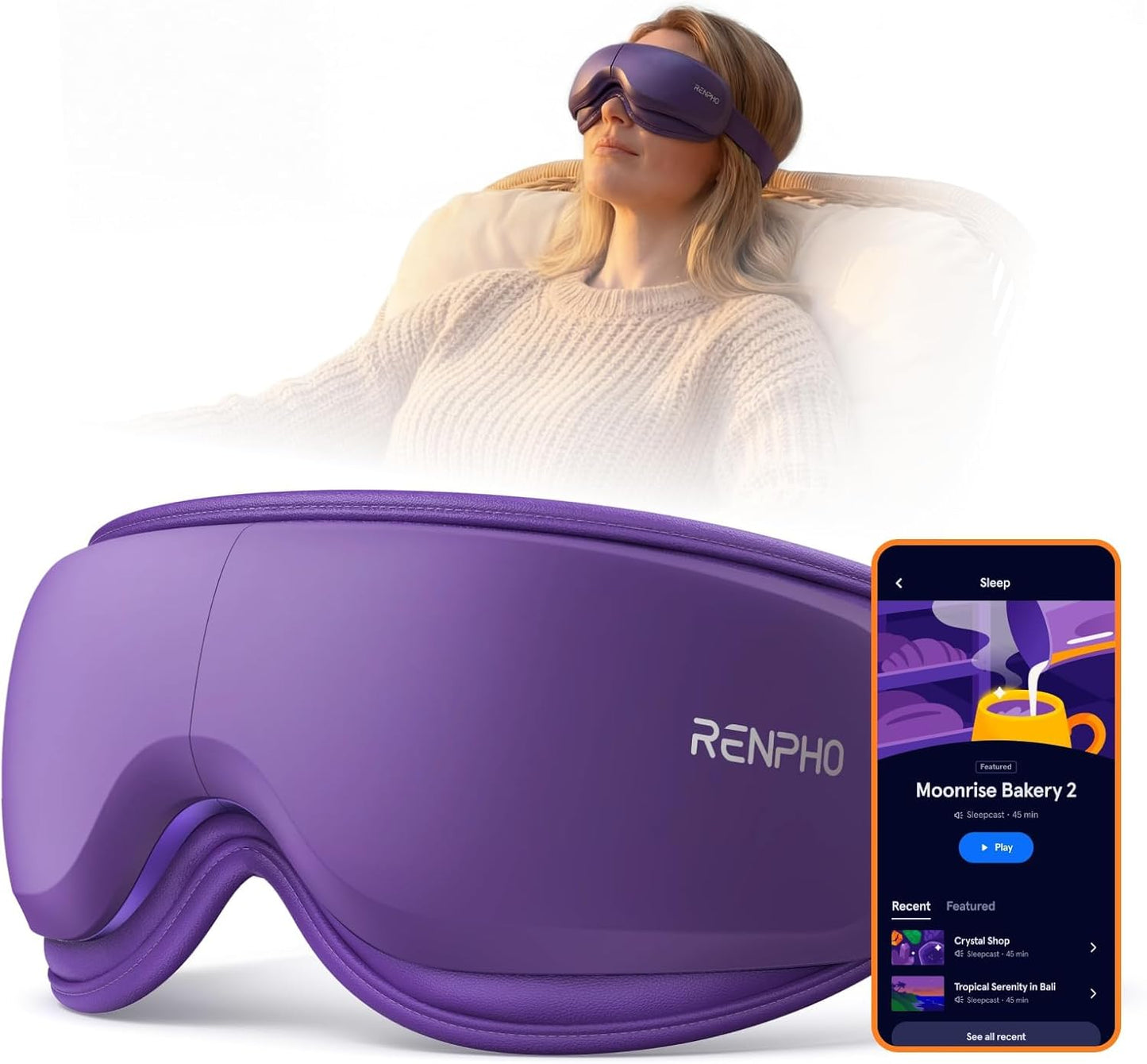 RENPHO Eyeris Zen Meditation Eye Massager - Portable Heated Eye Mask for Relaxation | Ultra-Quiet, Ideal Gift for All Occasions