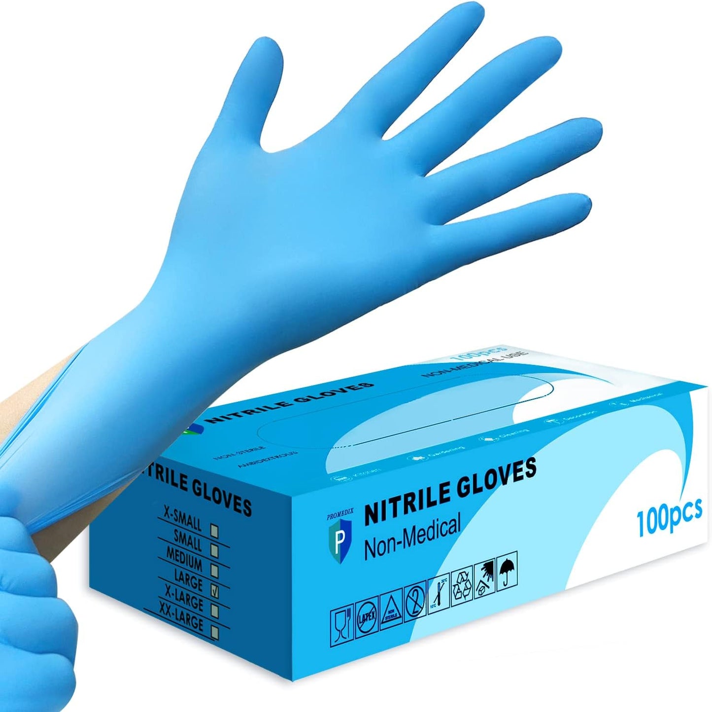 Nitrile Disposable Gloves - 4 Mil, 100 Count | Latex-Free, Powder-Free, Food Safe for Cooking & Household Use