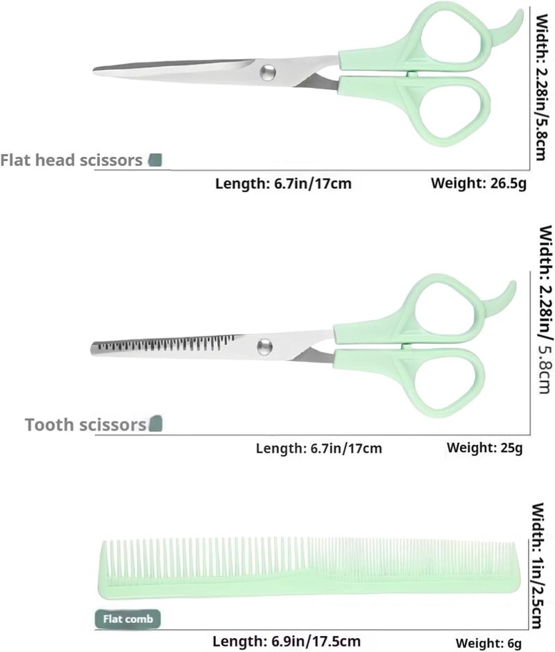 Hair Cutting Shears Set - Professional Stainless Steel Shears & Thinning Scissors Kit | 6.7 Inch | Green